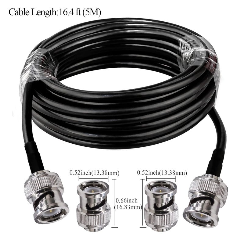TUOLNK BNC Cable RG58 Coaxial BNC Extension Cable Male to Male Jumper Coax Low Loss 50 ohm for Security CCTV Camera Video Converter 16.4FT(5M) - Image 4